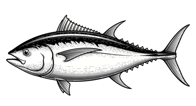 Vintage Tuna Fish Illustration - Seafood, Ocean Life, Marine Animal