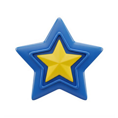 Obraz premium A blue star with a yellow star inside isolated on transparent background