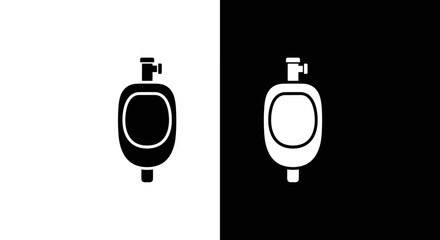 Female Restroom Toilet Icon Set in Black and White, Minimal WC Symbol on Square Background