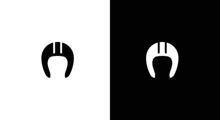Horseshoe Magnet Icon Set in Black and White, Minimal Magnetic Symbol on Square Background