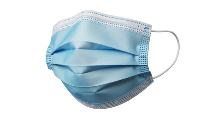 Blue surgical mask isolated on white background for healthcare and personal protection equipment medical marketing materials.