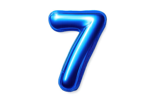 Blue number seven metallic foil balloon celebration