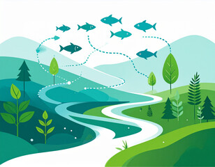 Obraz premium Sustainable River Flowchart