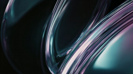 Swirling metallic and glass-like abstract forms in deep twilight hues.