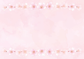 Obraz premium Elegant Feminine Watercolor Sakura Floral Frame Spring Background
