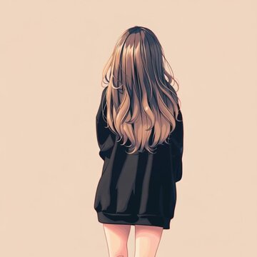 ちらを振り返り見つめるロングヘアの女性、黒いパーカー、アンニュイ、アニメーション、AI生成動画
Long-haired woman in a black hoodie looking back and staring, ennui, animation, AI generated video
