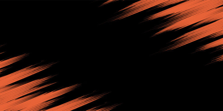 Abstract Orange and Black Grunge Halftone Brush Stroke Background with Urban Comic Aesthetic
