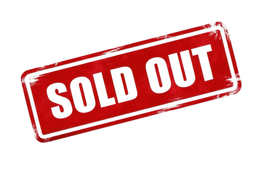 A red stamp with the words sold out on it