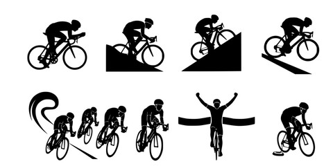Naklejka premium high quality race bicyclist silhouette - vector. Transparent background PNG, cutout 