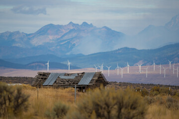 Eastern Washington Vista of Abandoned Ranch and Cascade Mountains Near Ellensburg © Jeff Huth