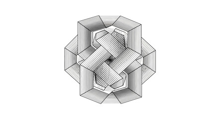 Geometric illustration of an interlocking knot structure from a top viewpoint