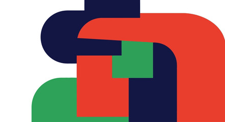 Fototapeta premium Geometric shapes intertwined in a modern abstract composition viewed from directly above in a digital artwork