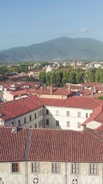 Drone panorama of Pisa historic center near Piazza dei Cavalieri