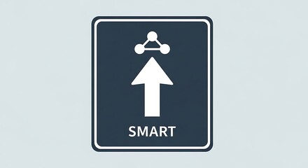 Smart directional sign with arrow pointing up.