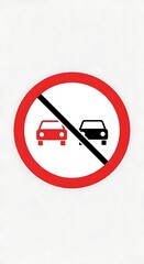 No overtaking road sign symbol.