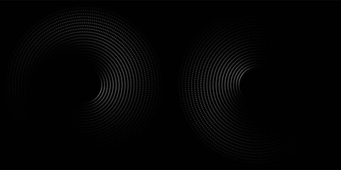 Fototapeta premium et of black thick halftone dotted speed lines. Speed lines in circle form. Geometric art. Design element for frame, logo, tattoo, web pages, prints, posters, template, abstract vector background.