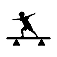 silhouette of a child playing on a balance beam
