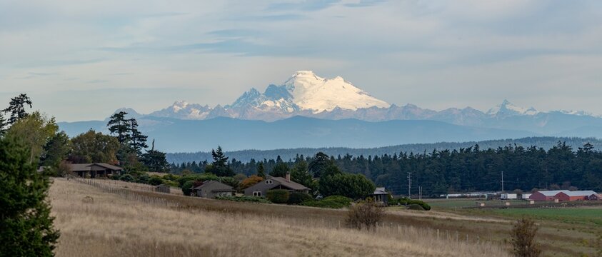 Panoramic View of Mount BakerFrom Ebey Landing State Park on Whidbey Island Washington