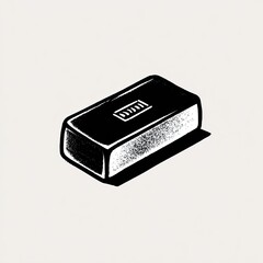 Stylized illustration of a dark rectangular object with a battery indicator