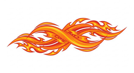Vibrant orange and yellow flames intertwined in a dynamic abstract design on a white background conveying energy and passion