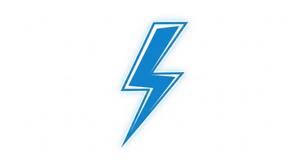 Electric blue lightning bolt icon with white outline on plain white background symbolizing energy and power