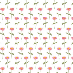 Seamless pink gerbera floral pattern, cute minimal spring flower repeat for textile and surface design