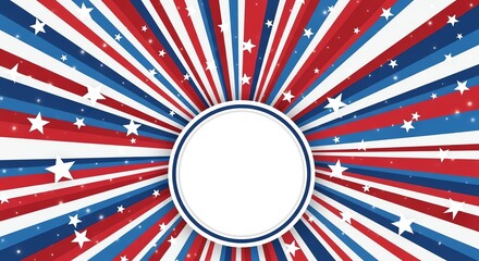 Red white and blue radial burst background