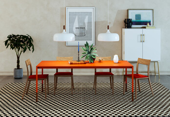 Naklejka premium Large luxury modern bright interiors Living room mockup illustration 3D rendering Digitally Generated Image