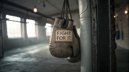 Fight For It Boxing Gloves Motivational Fitness Message