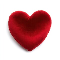 Luxurious red velvet heart-shaped cushion, soft, plush, and inviting