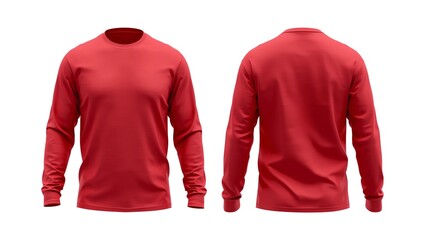 Red Long Sleeved Shirt Design Template
