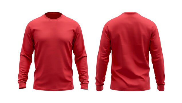 Red Long Sleeved Shirt Design Template