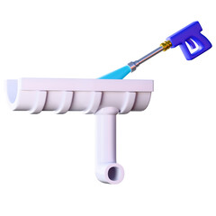 3D Realistic Power Washer Spray Gun Cleaning House Gutter System