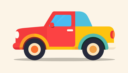 Fototapeta premium Colorful Cartoon Pickup Truck Illustration