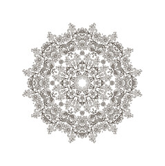 Laced decorative rosette - mandala with floral motif, on white background	