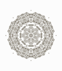 Laced decorative rosette - mandala with floral motif, on white background	