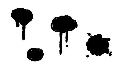 黒いいインクの垂れたイラストセット