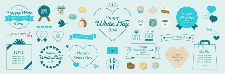 くすんだブルーのホワイトデーデザインアイデアセット