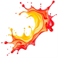 Vibrant Fluid Dynamics: Capturing the dynamic beauty of a splash with red and yellow hues. A burst of liquid art that evokes energy, creativity, and the essence of pure refreshment.