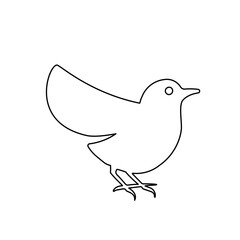 A large black outline bird symbol on the center. Illustration on transparent background