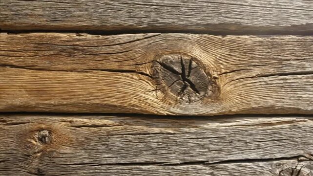 Weathered wood planks show prominent wood knots and grain patterns