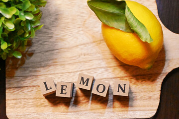 「LEMON」のアルファベット文字ブロック