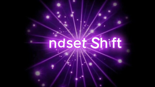 A video showcasing a mesmerizing purple light display with the words 'n se h ft' in a futuristic setting