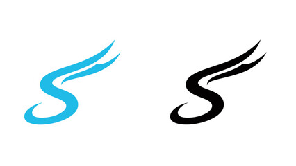 Obraz premium Two stylized swoosh logos in blue and black with flowing curves and modern design.