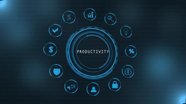 Productivity concept ,merchant, website, sales, seo, link, tracking Global Blue dot Map Loop ,Business, Technology, Internet and network concept. interface icons Abstract technology background