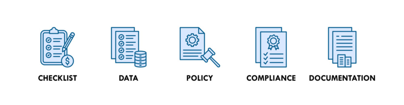 Administration banner web icon illustration concept with icon of checklist, data, policy, compliance, documentation