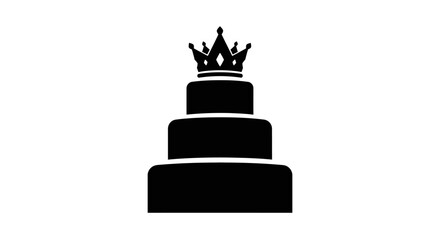 Stylized vector art depicting a stately three-tier cake crowned with a symbol of royalty, perfect for concepts of victory, success, and special occasions