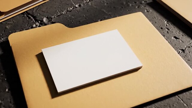 Blank Business Cards Mockup on Manila File Folders for Corporate Branding.