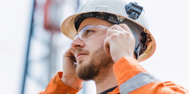 Man wearing a hard hat and orange safety jacket