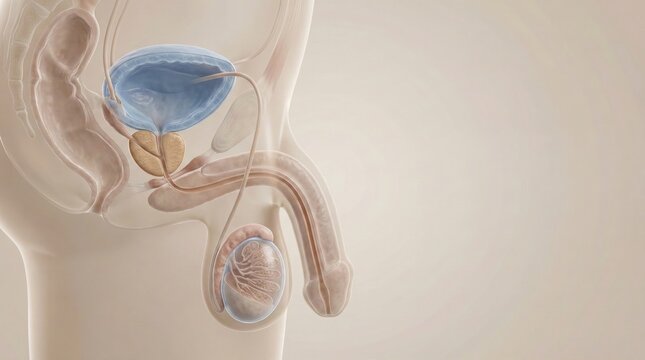 Detailed Illustration of Male Reproductive System and Anatomy